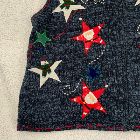 Designers Studio Originals Large Vintage Embroidered Appliqué Christmas Sweater - Picture 5 of 12